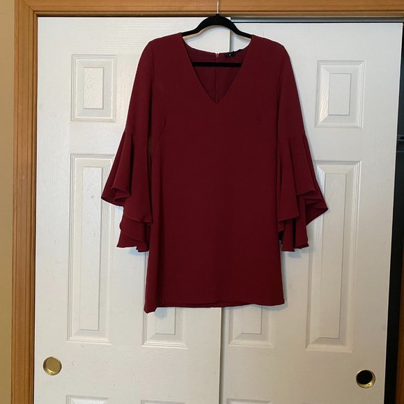 Olivaceous Bell Sleeve Shift Dress - Picture 2 of 5